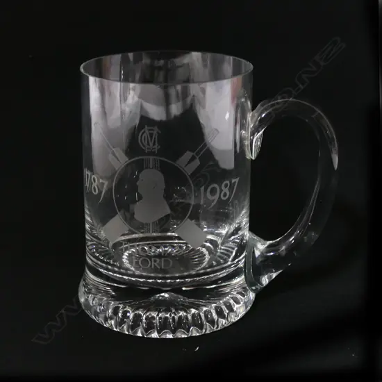 Etched MCC Bicentennial (1787-1987) souvenir pint glass.