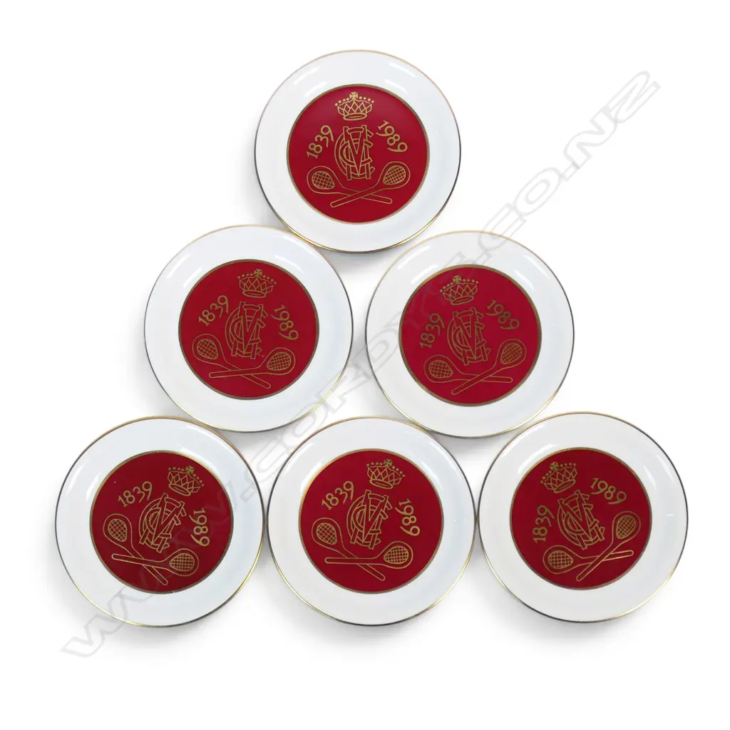 Set of six MCC monogrammed drinks coasters commemorating the 150th anniversary of the ' Real Tennis Court ' at Lords cricket ground - plus assorted novelty cricket items. Image 1++