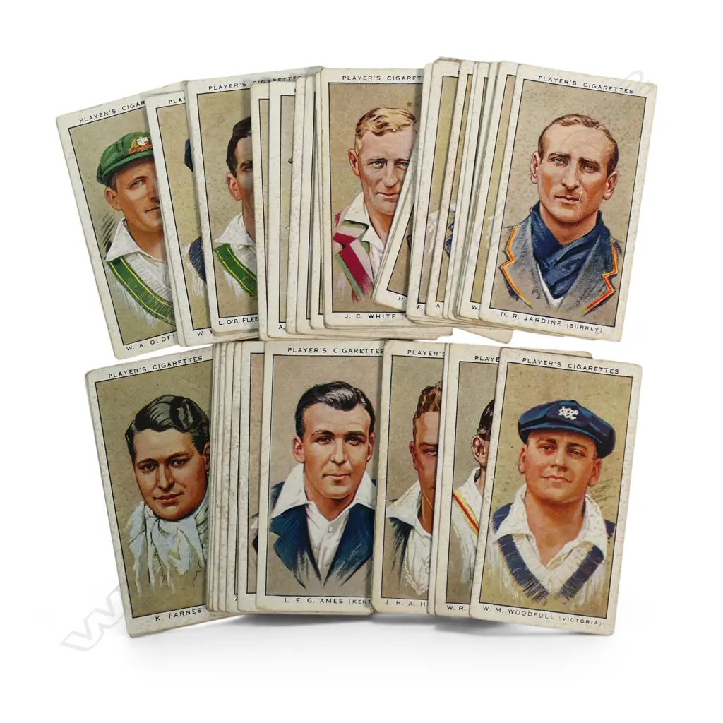 1930's set of John Player tobacco cards featuring England cricketers - 50 cards in original packaging. Image 1++