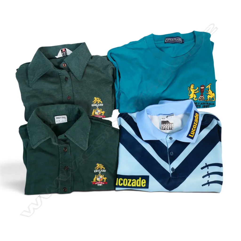 Three commemorative unused teeshirts - Ashes Lords 1997 - two England v Australia 1981 along with Middlesex limited overs supporters shirt. Image 1++