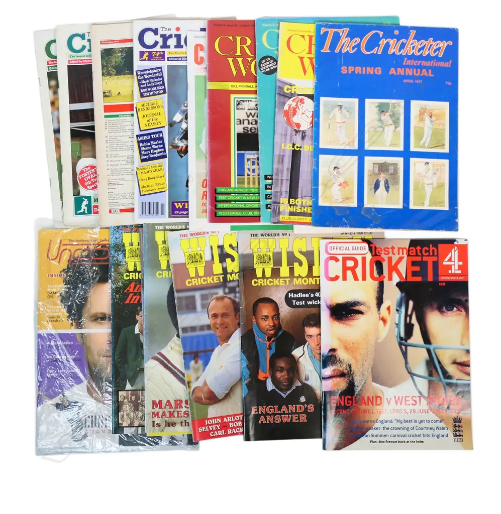 Collection of cricket magazines from 1970s onwards. Image 1++