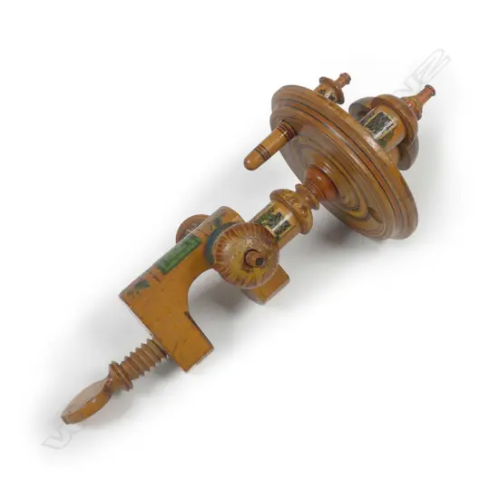 A fine c1810 painted white wood Tunbridge cottage ware sewing clamp