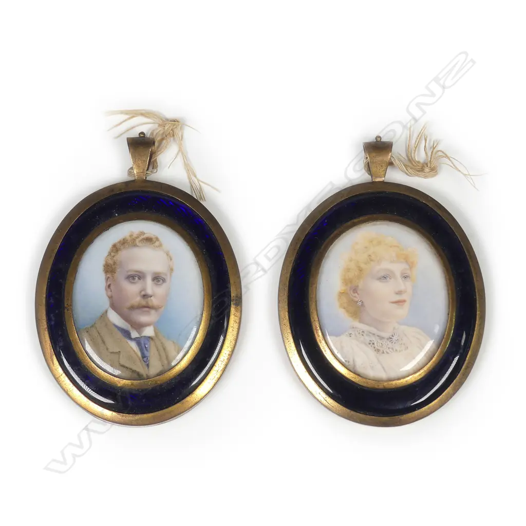 A pair of late Victorian portrait miniatures by Ernest Rinzi (British 1836-1909) Image 1++