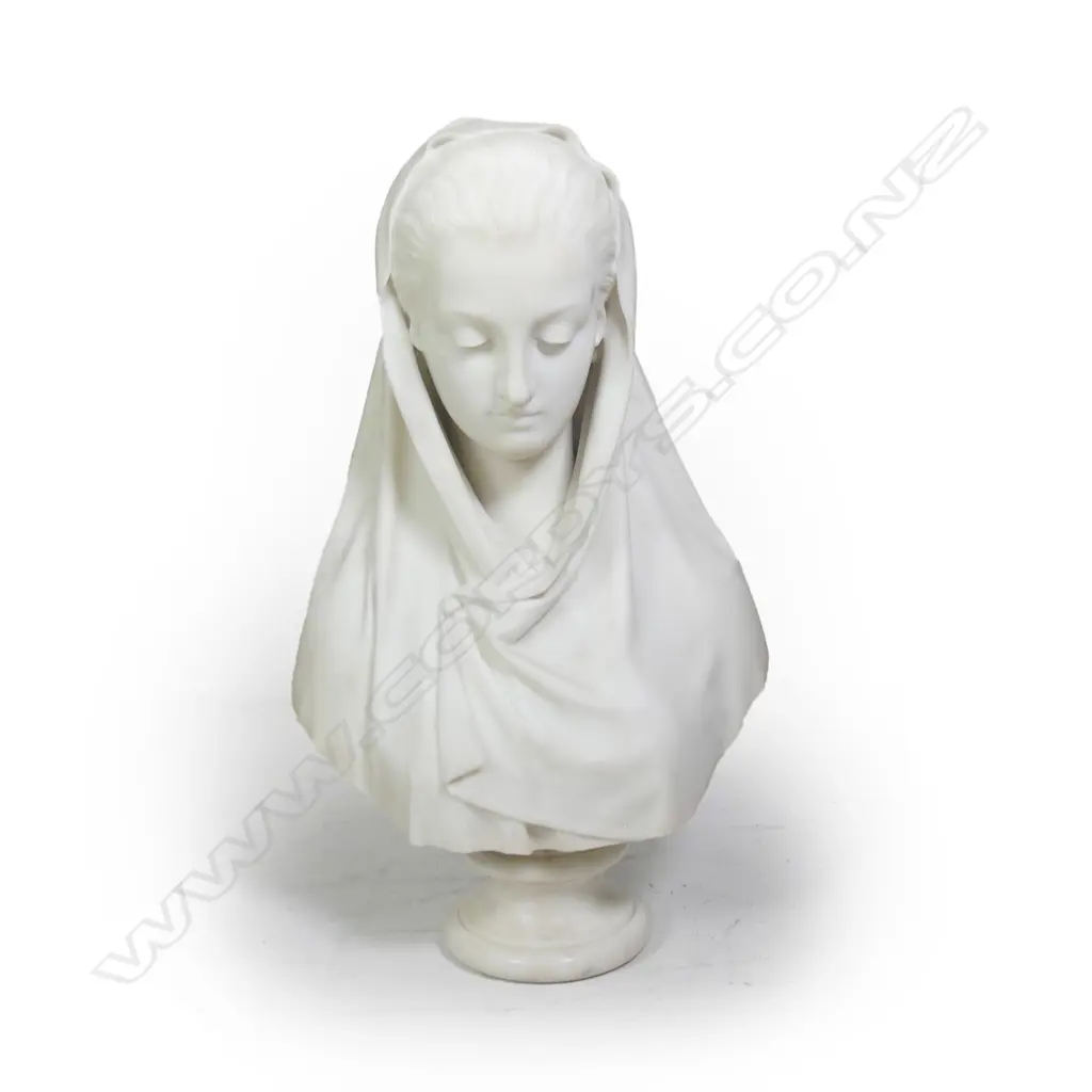 A good Italian 19thC marble bust by Cavaliere Giosue Argenti (1819-1901) of La Modestia Image 1++