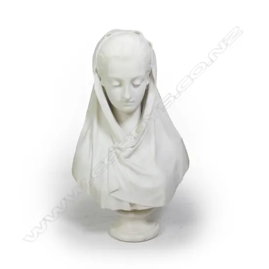 A good Italian 19thC marble bust by Cavaliere Giosue Argenti (1819-1901) of La Modestia