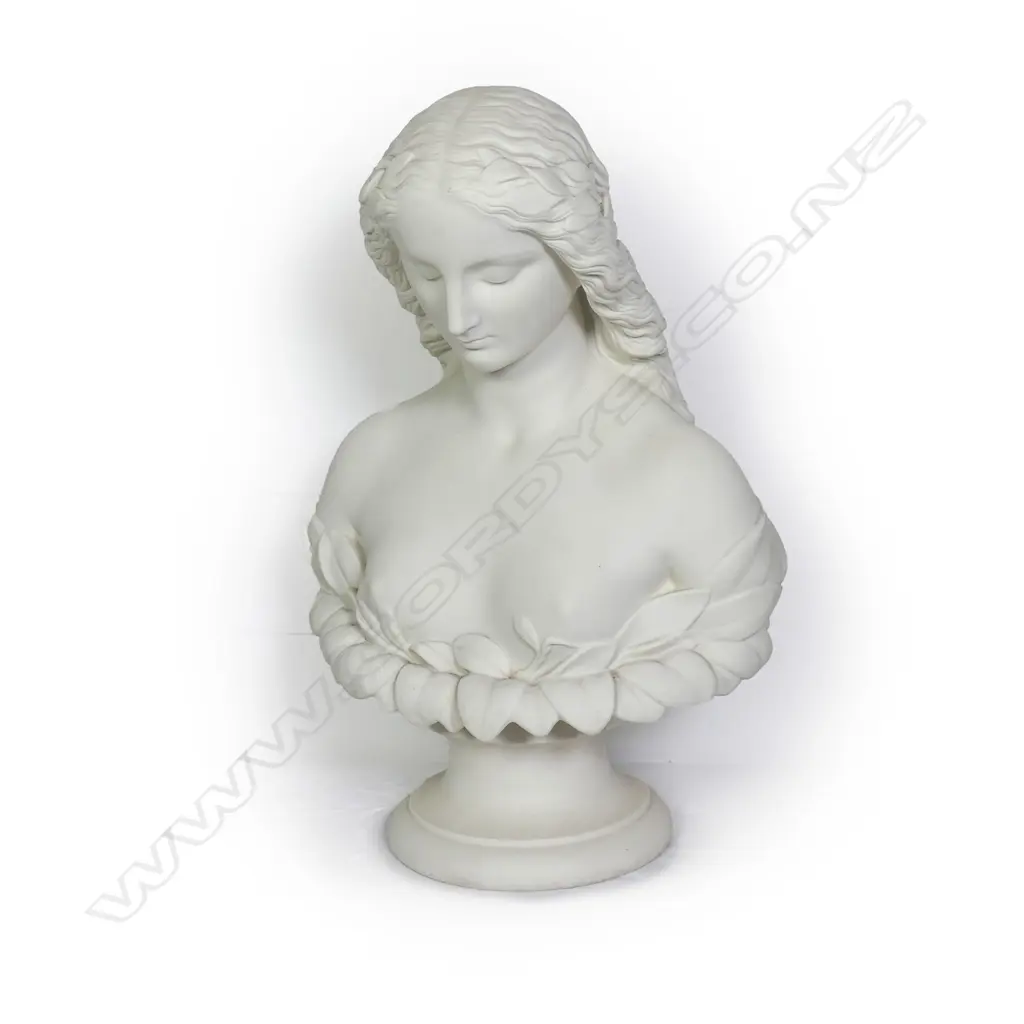 A large Victorian Parianware bust of Clytie Image 1++