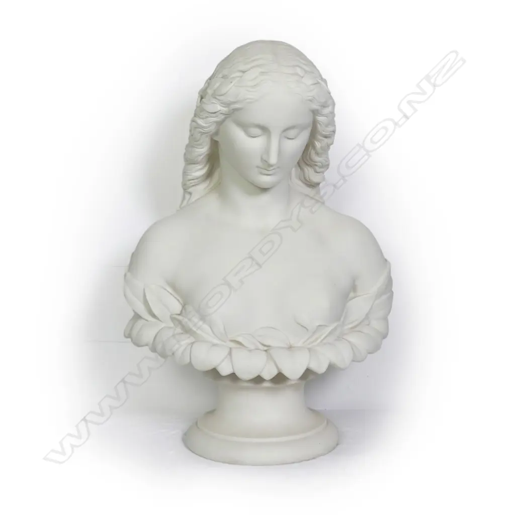 A large Victorian Parianware bust of Clytie Image 1++