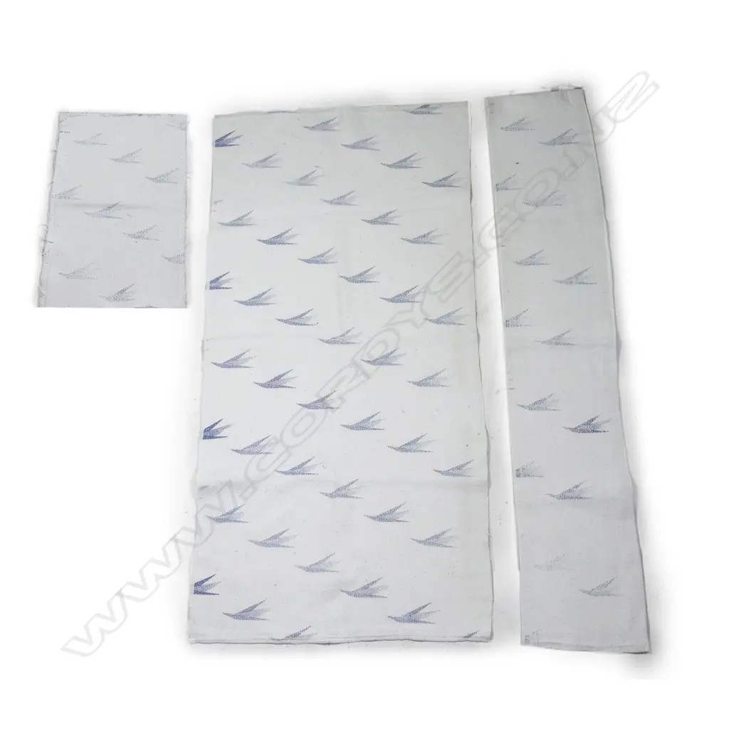 Three rare TEAL maroro logo curtain fabric sections Image 1++