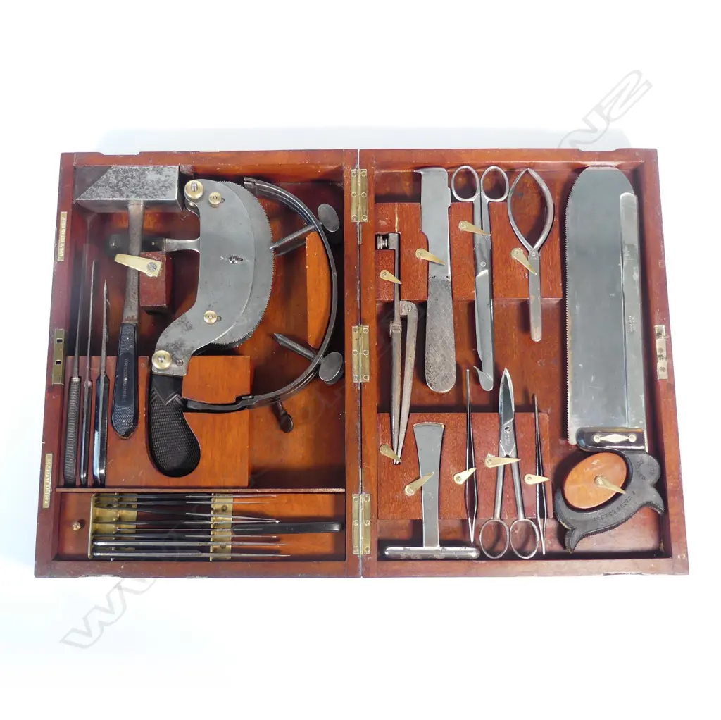 A rare cased coroner's instrument set manufactured by John Weiss & Son Image 1++