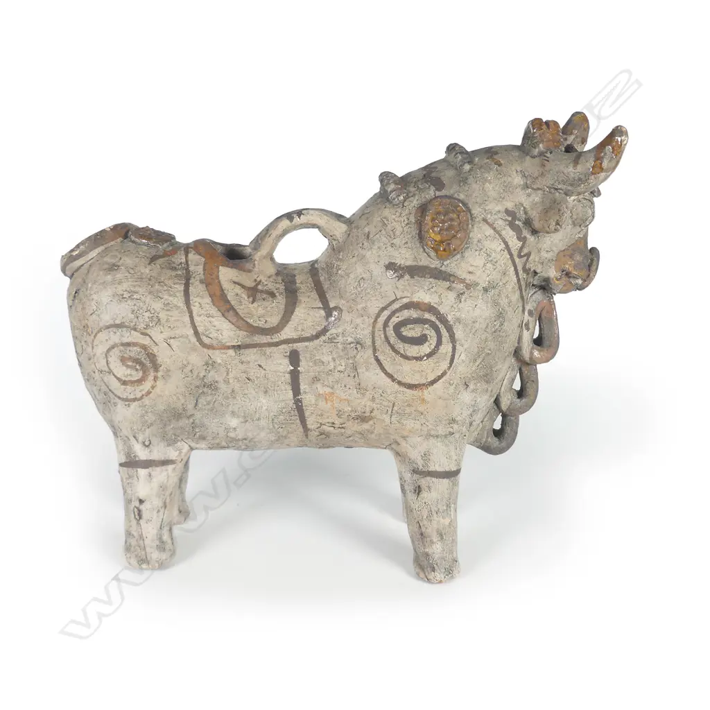 A rare and uncommon Inca culture Pucara pottery figure of a bull Image 1++