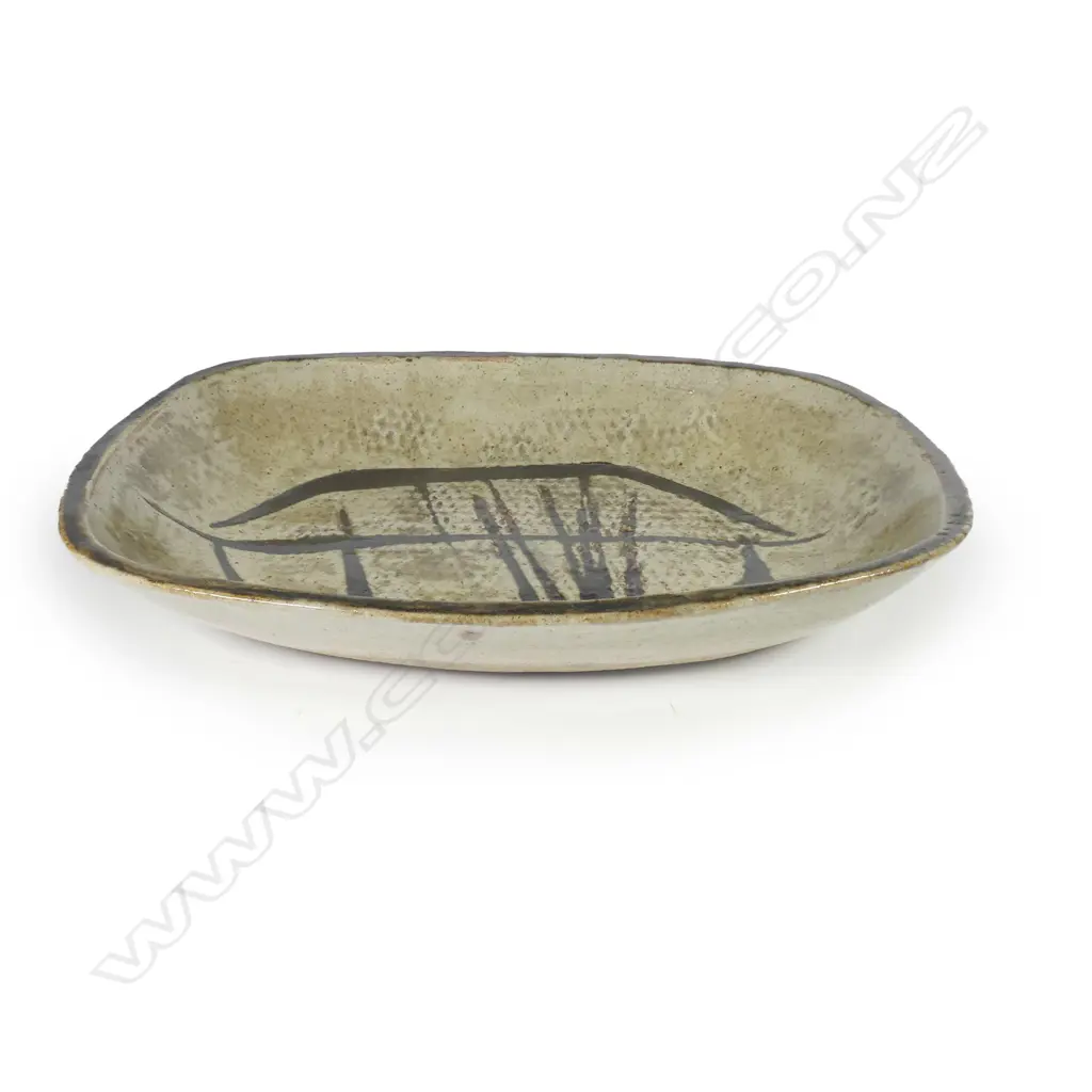 A Len Castle large dish collaboratively painted with an abstract design Image 1++