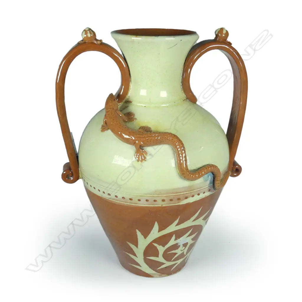 A large Branham Barum British studio pottery lizard vase Image 1++