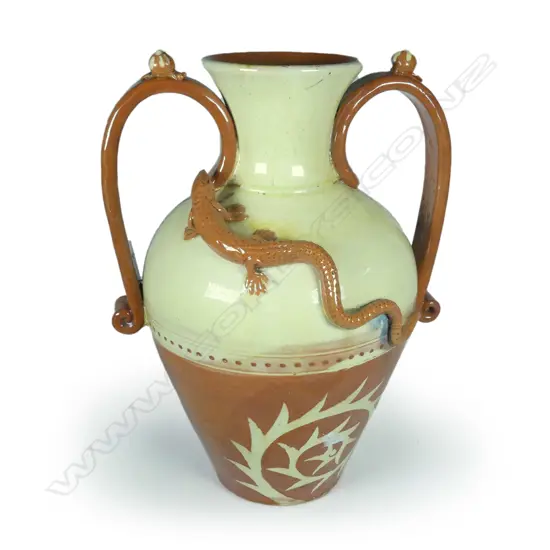 A large Branham Barum British studio pottery lizard vase