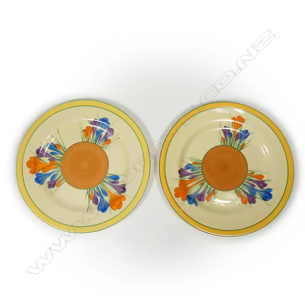 A pair of Clarice Cliff 'Crocus' plates Image 1++