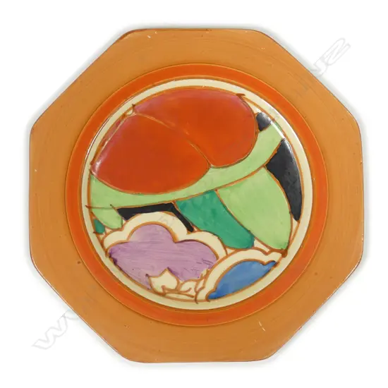 A Clarice Cliff 'Gardenia' octagonal side plate