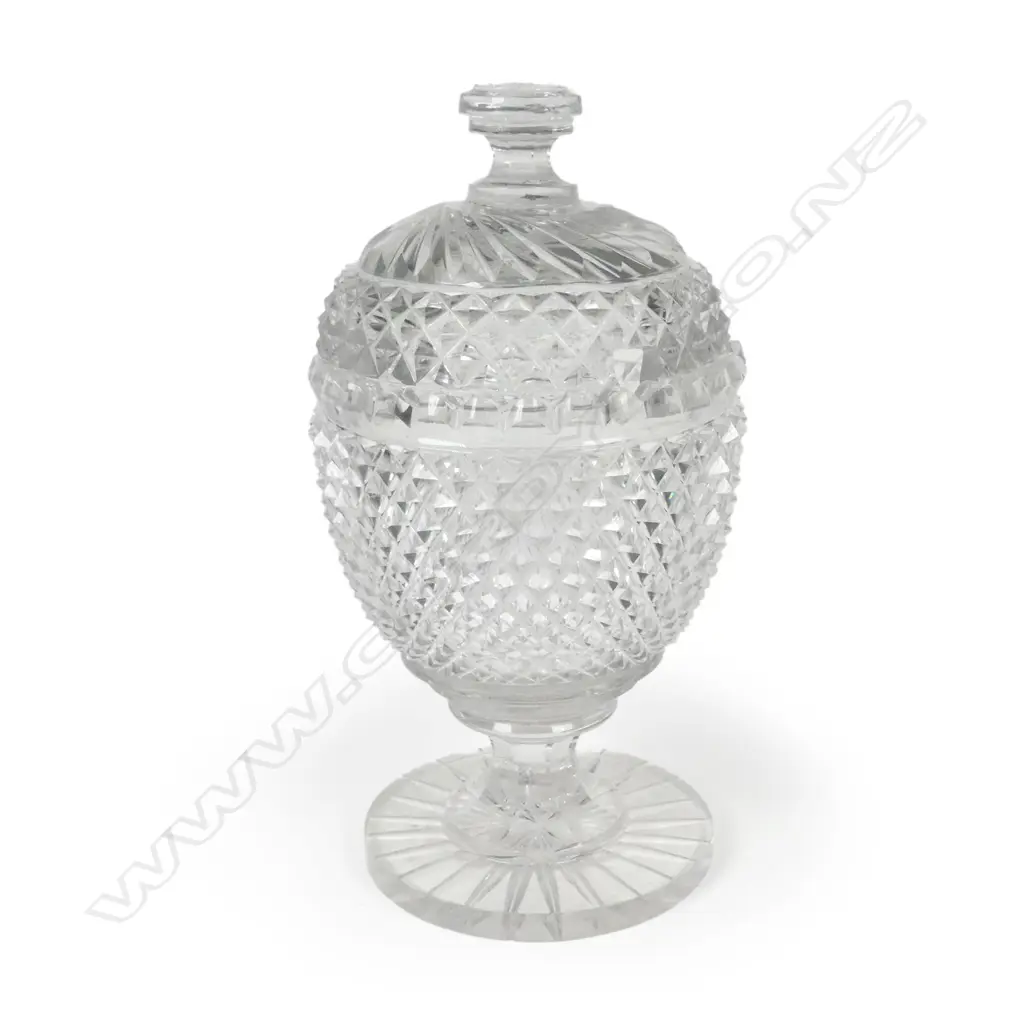 A Georgian cut crystal lidded preserve pot Image 1++