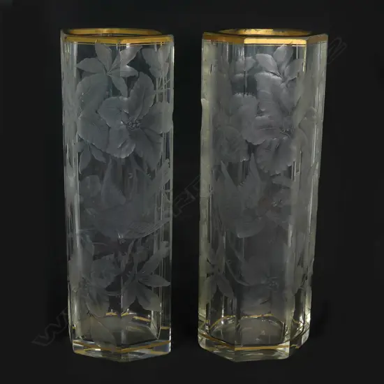 A pair of impressive Viennese glass vases