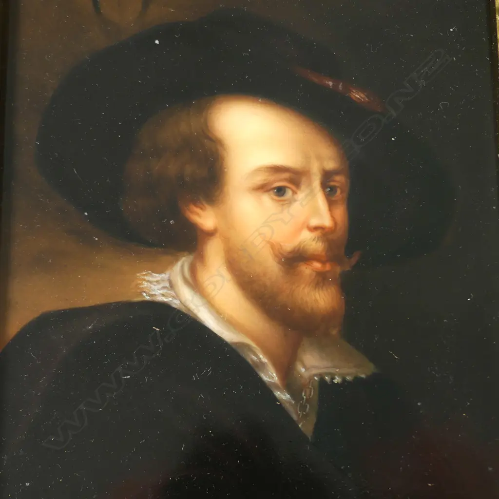 A 19thC German Swaine & Co. finely painted porcelain panel of a gent Image 1++