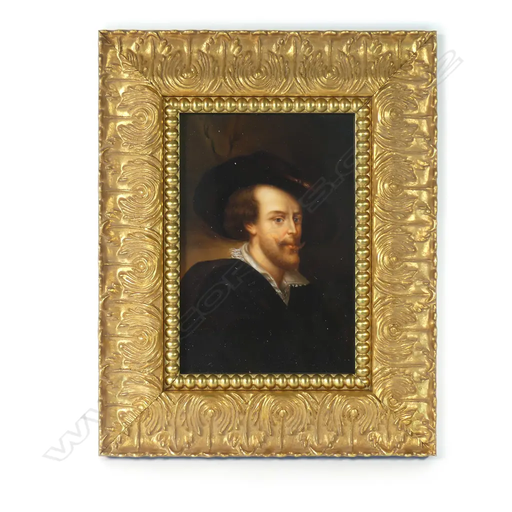 A 19thC German Swaine & Co. finely painted porcelain panel of a gent Image 1++