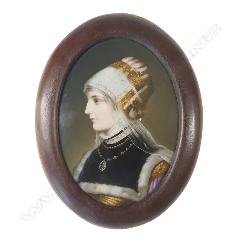 A 19thC attributed KPM oval porcelain plaque of a young woman aristocrat Image 1++