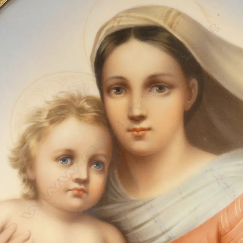 A large 19thC KPM porcelain plaque of The Madonna & Child Image 1++