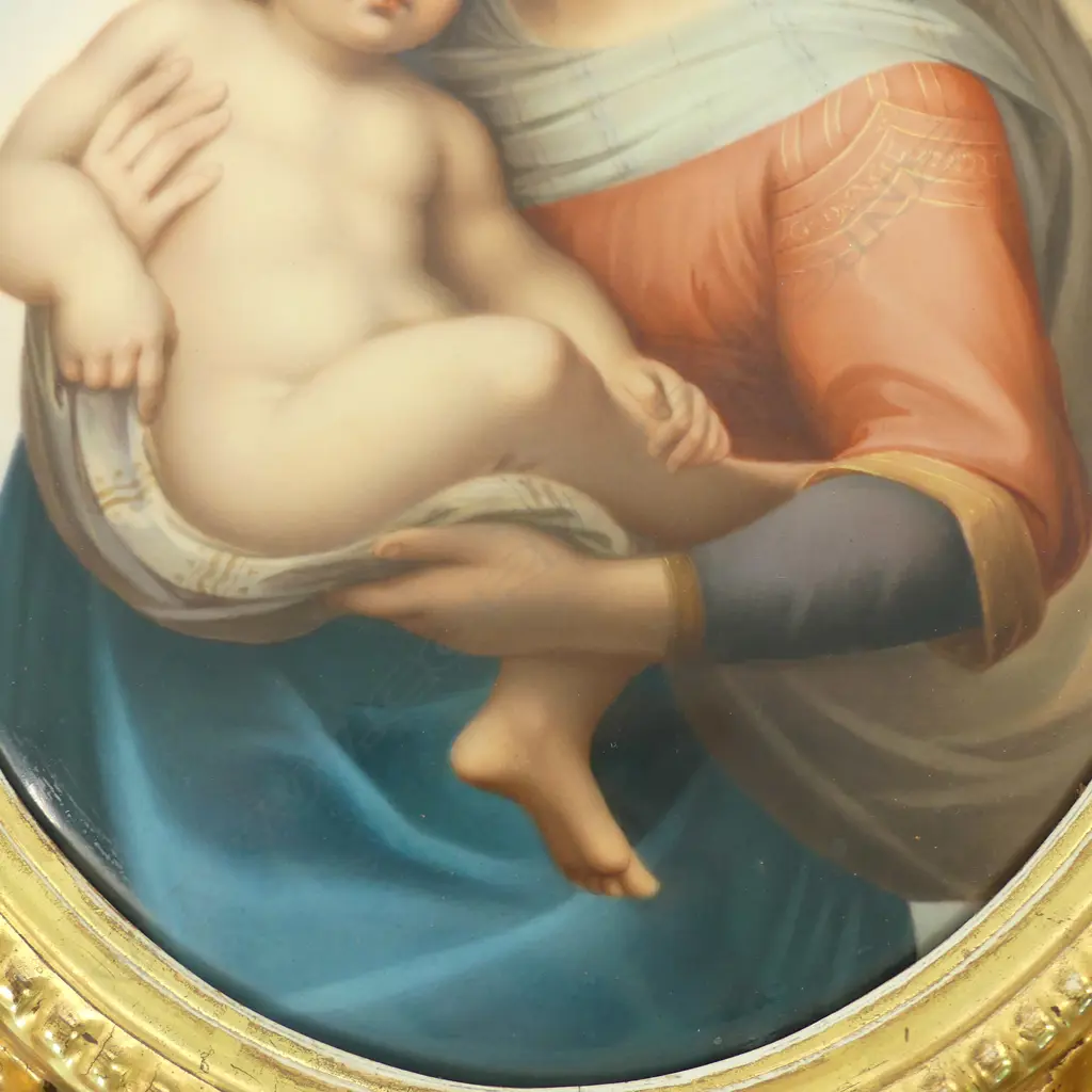 A large 19thC KPM porcelain plaque of The Madonna & Child Image 1++