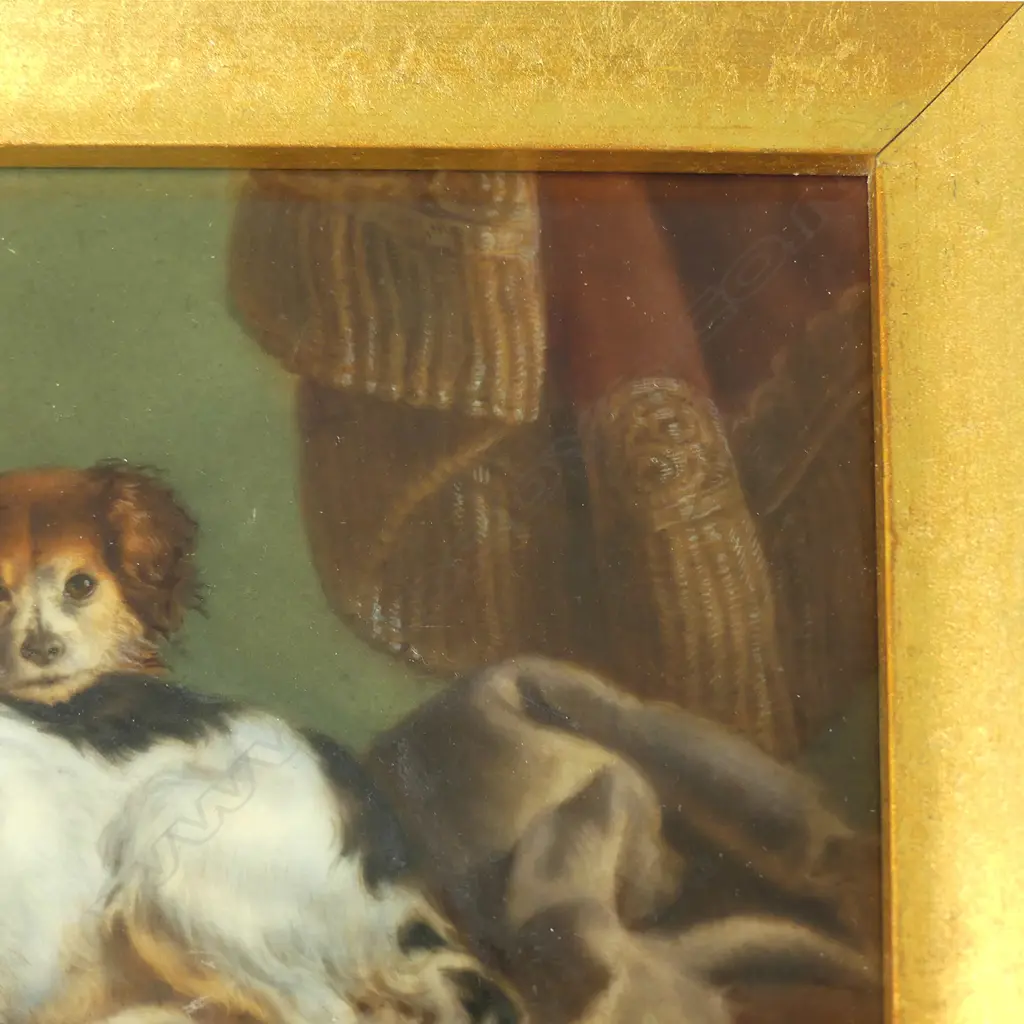 A 19thC KPM porcelain plaque painted with a study of two dogs Image 1++