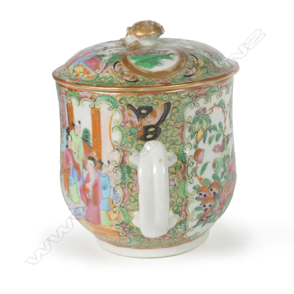 A 19thC Cantonese famille rose lidded cup Image 1++