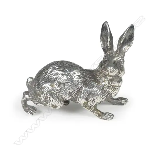 An uncommon Victorian cast silver novelty hare pepperette