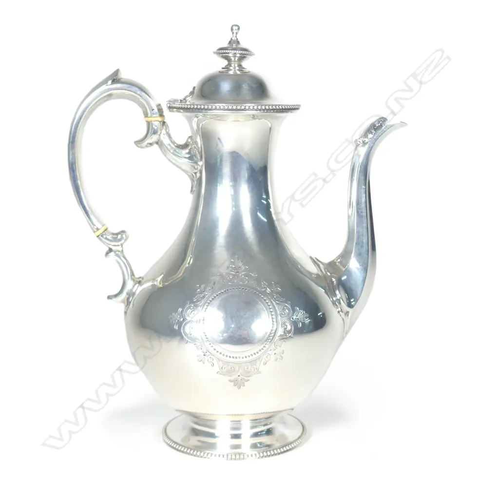 A Victorian silver coffee pot Image 1++
