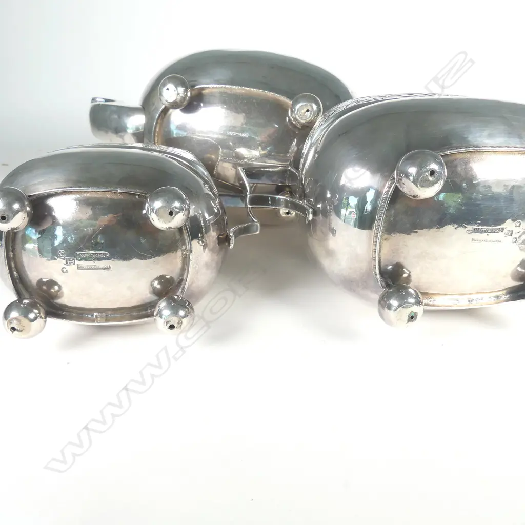 An American coin silver three-piece tea service Image 1++