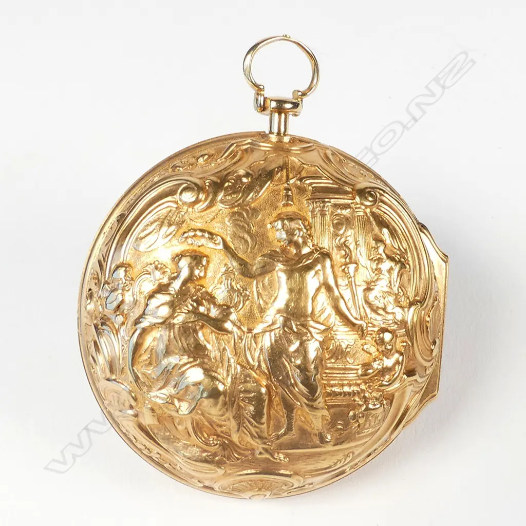 An 18thC gilt metal pair-cased pocket watch by Charles Cabrier Image 1++