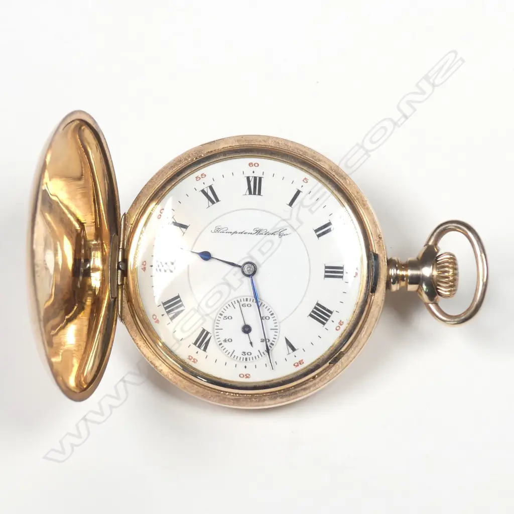 A quality Hampden Watch Co. early 20thC rose gold plate hunter pocket watch Image 1++