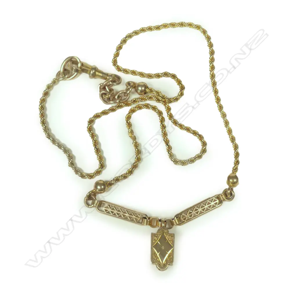 A late 19thC gold and enamel lady's necklace Image 1++