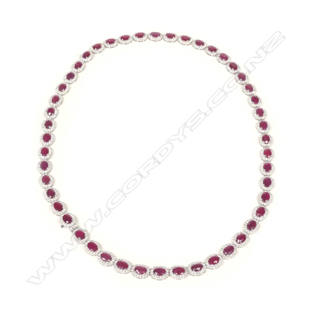 A platinum ruby and diamond necklace Image 1++
