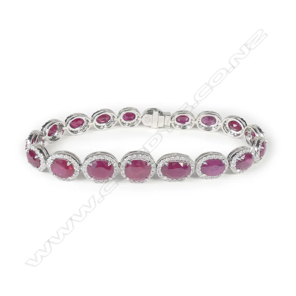 A platinum ruby and diamond bracelet Image 1++