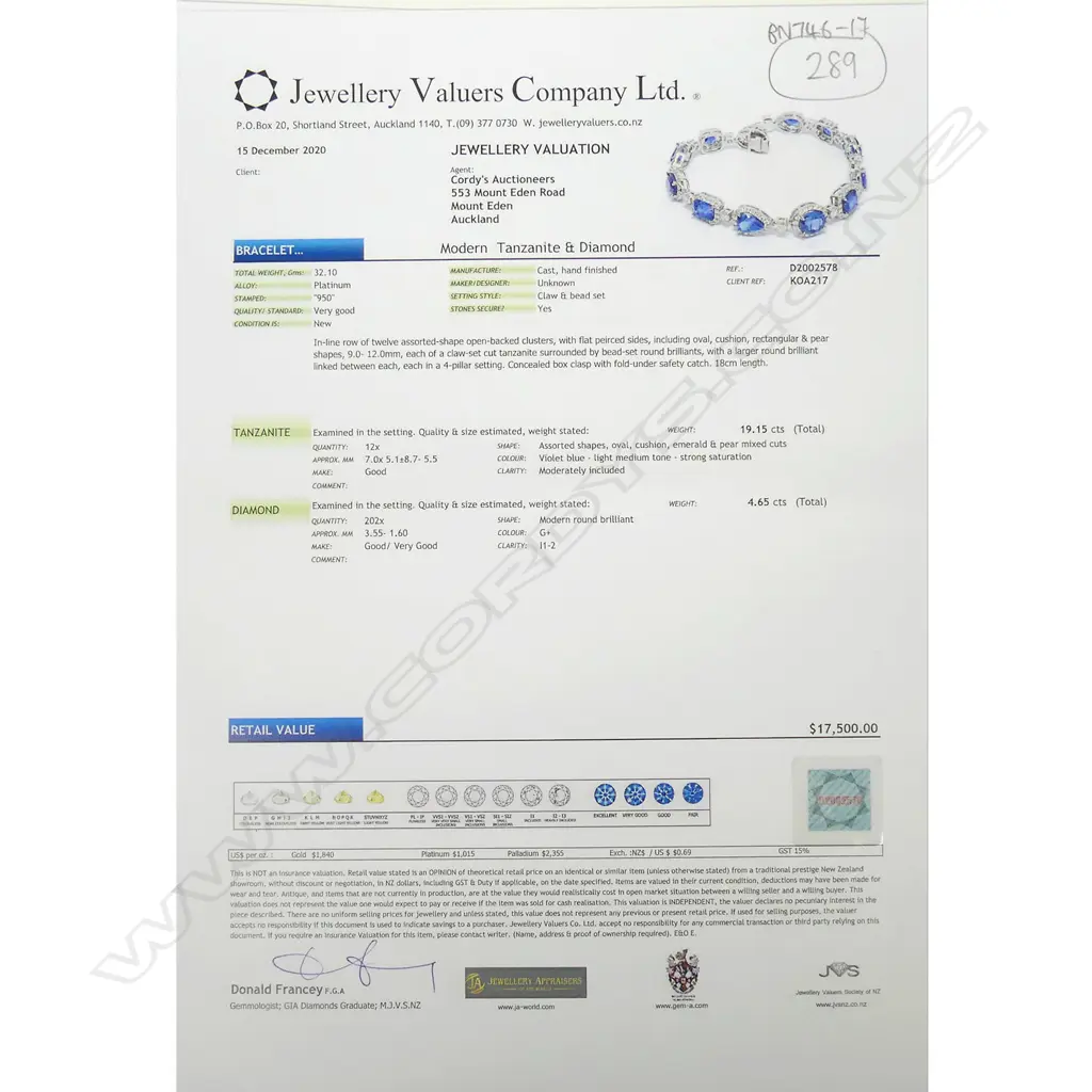 A platinum tanzanite and diamond bracelet Image 1++