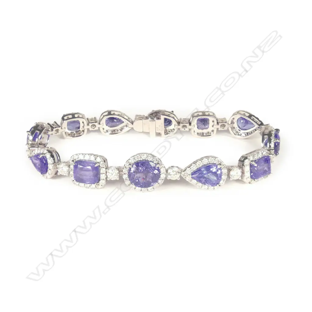 A platinum tanzanite and diamond bracelet Image 1++