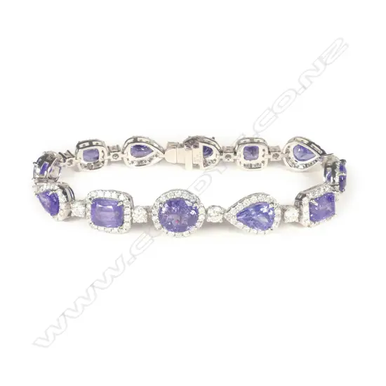 A platinum tanzanite and diamond bracelet