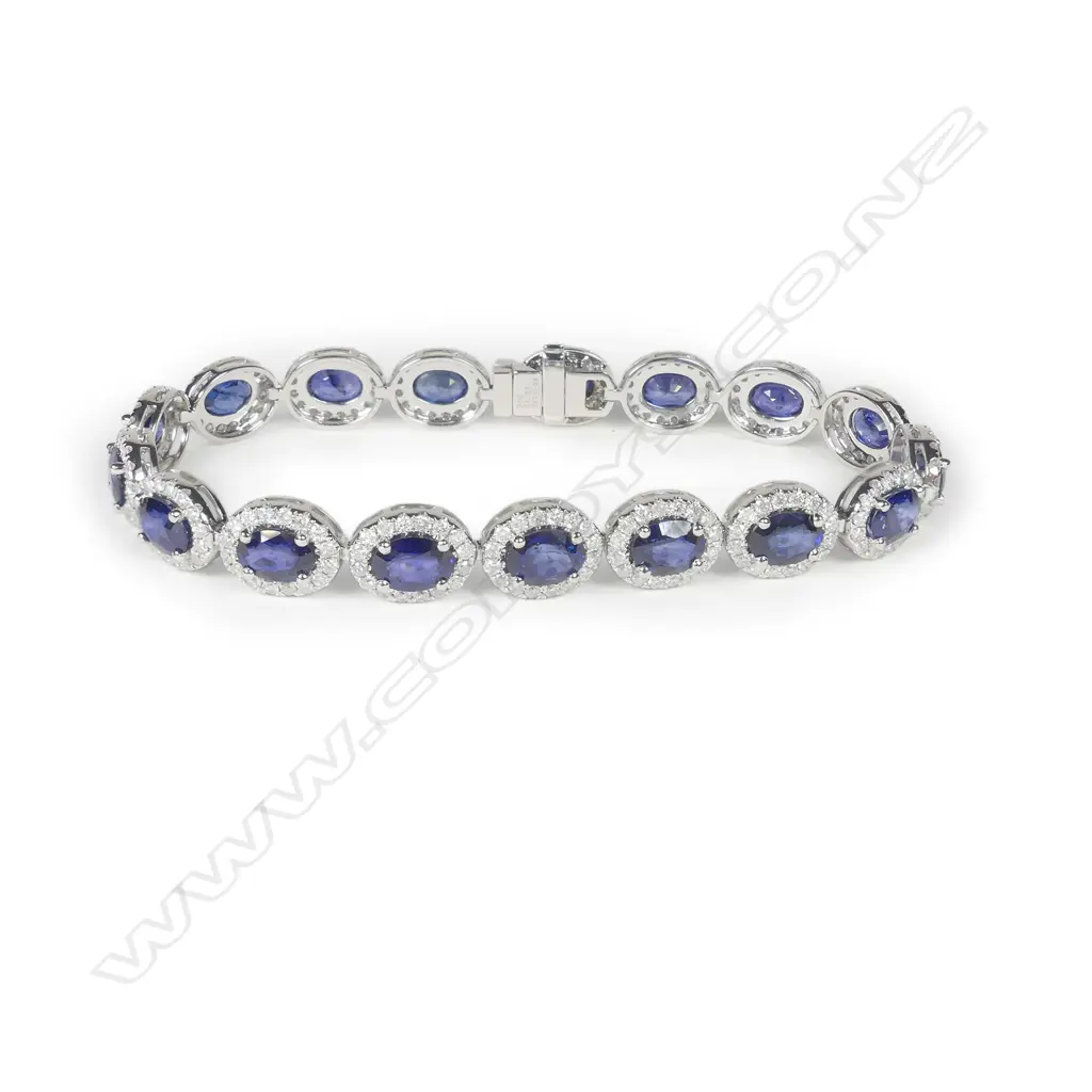 A platinum sapphire and diamond bracelet Image 1++