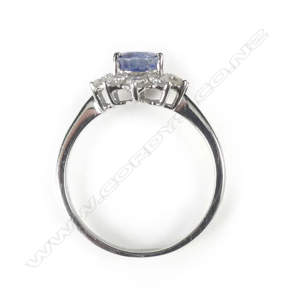 An 18ct white gold kyanite and diamond ring Image 1++