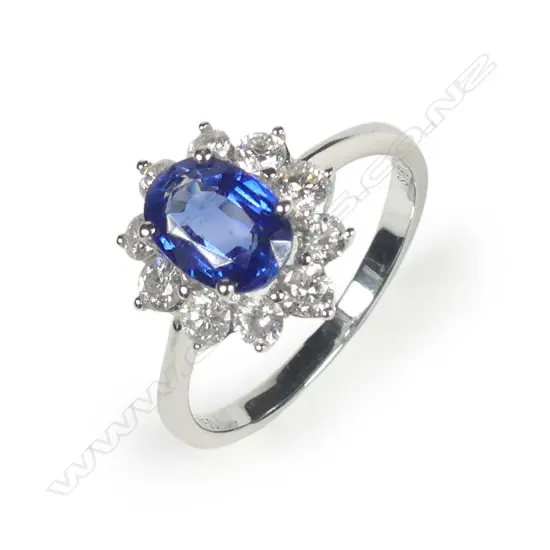 An 18ct white gold kyanite and diamond ring