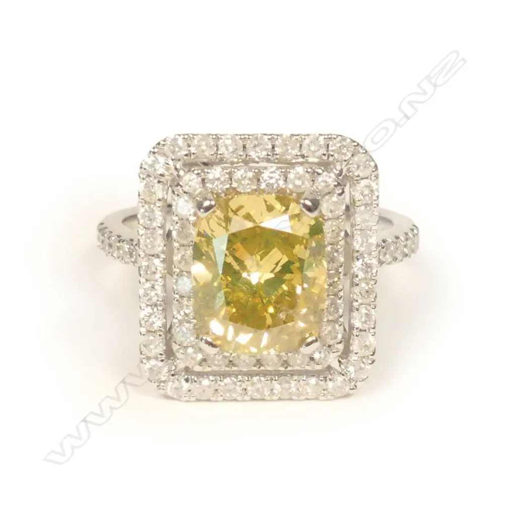 A 14ct white gold diamond double halo ring Image 1++