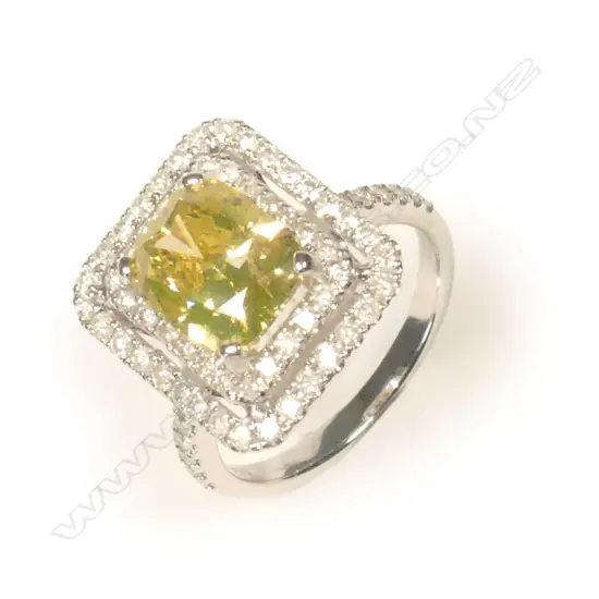 A 14ct white gold diamond double halo ring