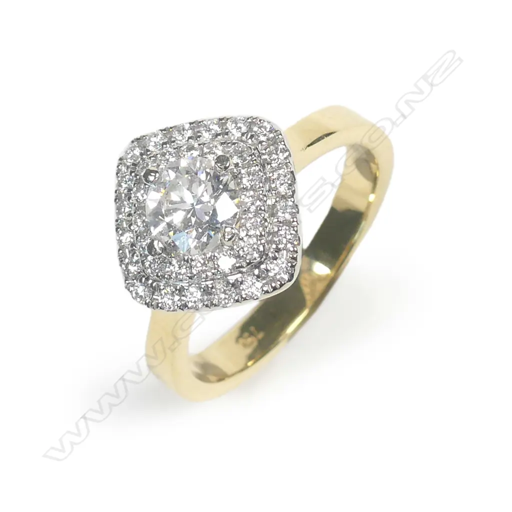 An 18ct yellow and white gold diamond double halo ring Image 1++