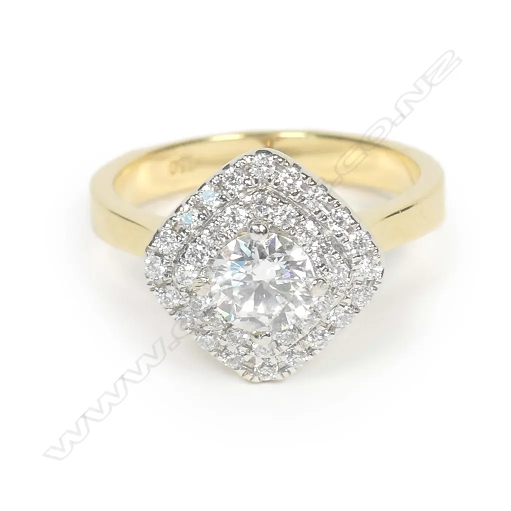 An 18ct yellow and white gold diamond double halo ring Image 1++