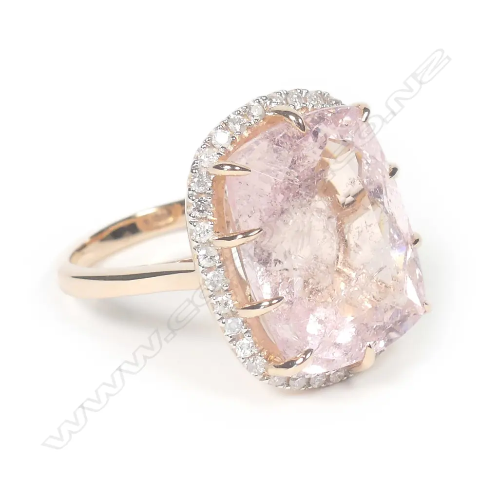 A 14ct rose gold morganite and diamond ring Image 1++