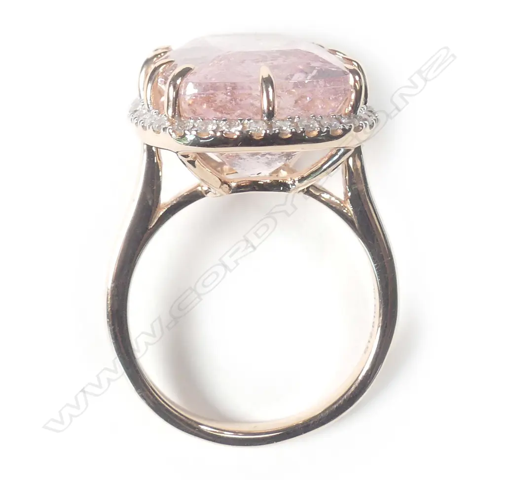 A 14ct rose gold morganite and diamond ring Image 1++