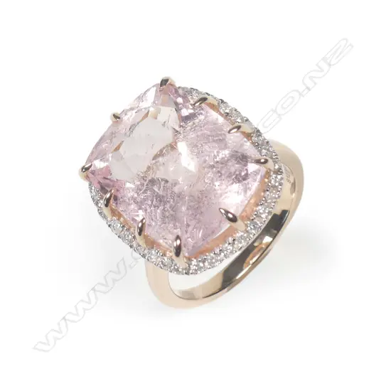 A 14ct rose gold morganite and diamond ring