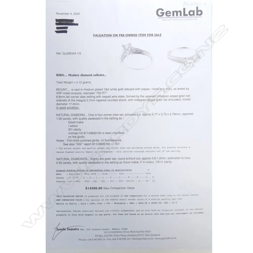 An 18ct white gold and diamond solitaire ring Image 1++